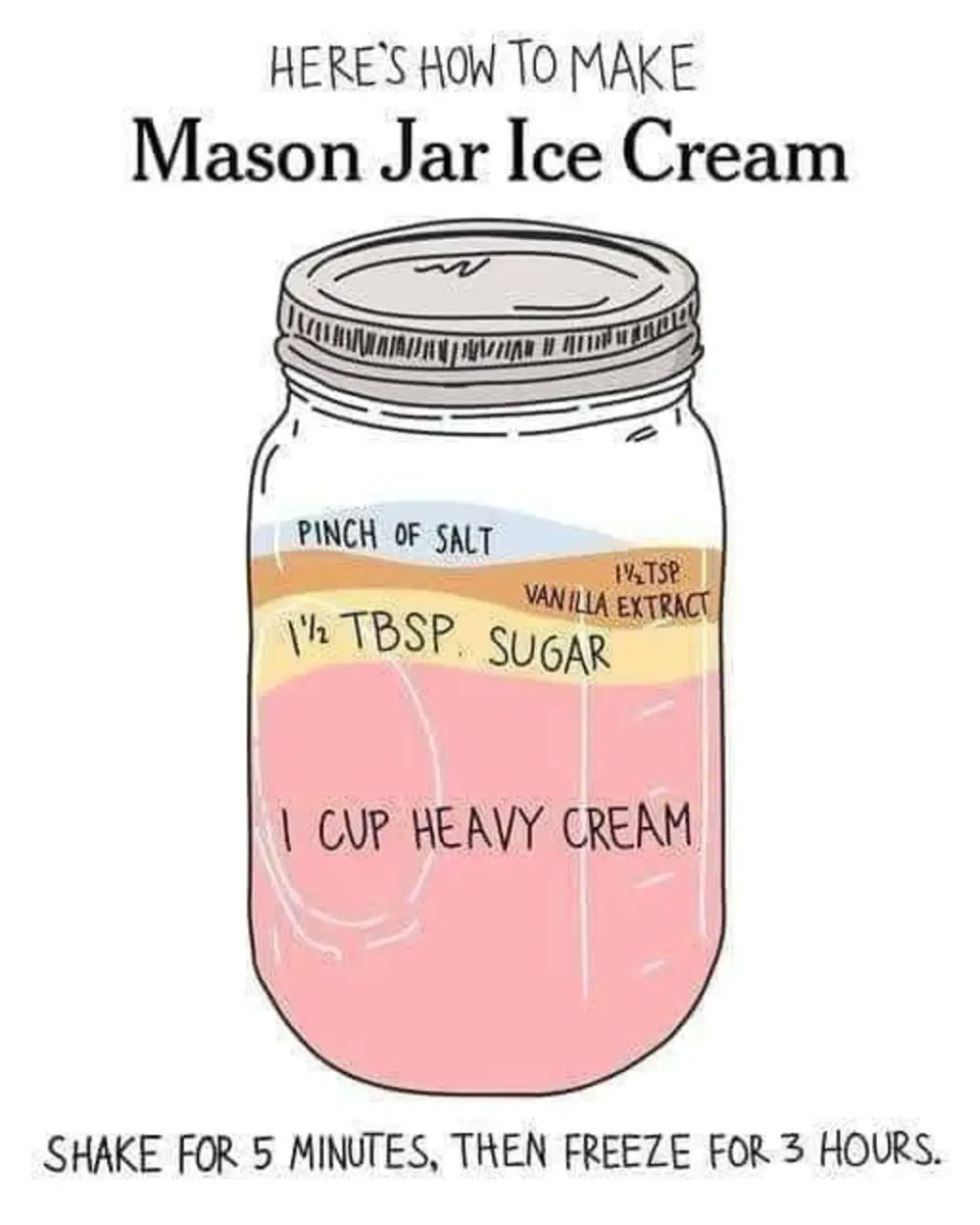 With summer arriving soon, I'm bound to try to make this mason jar ice cream at least once. 🍦