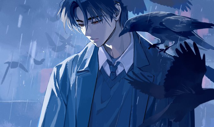 「black hair blue necktie」 illustration images(Latest)