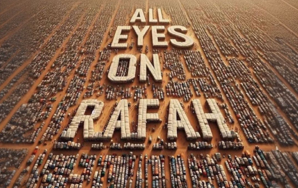 All eyes on Rafah' image shared 44 million times on Instagram, 12 million times on Facebook, and 18 million times on X-Platform.

#AlleyesonRafah