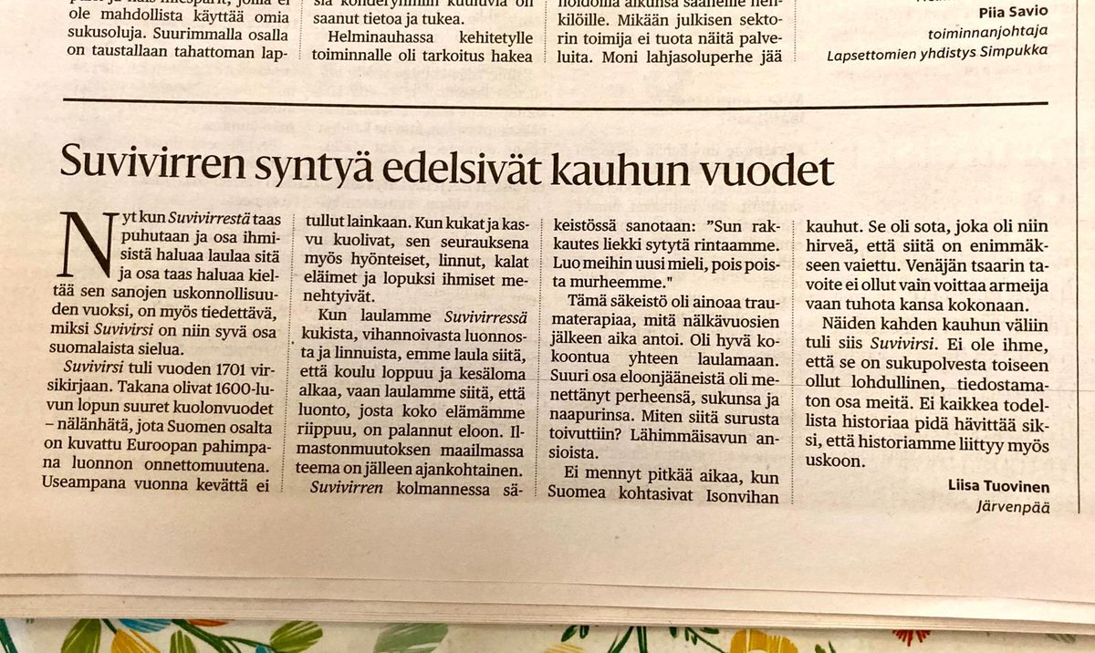 ER_Korhola's tweet image. Suvivirsi soikoon