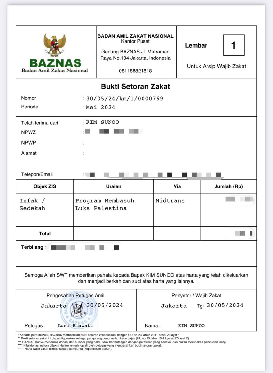 Today, i donate to BAZNAS for our brothers and sisters in Palestine on behalf KIM SUNOO’s name.

#FreePalestine #AllEyesOnRafah