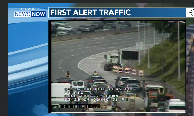 jonmasaki's tweet photo. H1, townbound traffic at a complete crawl this hour due to that stalled big rig with a container on it.  You may want to take Moanalua Road or Kamehameha Highway into town.

#hnn #hitraffic https://t.co/sFRq6KLSCe