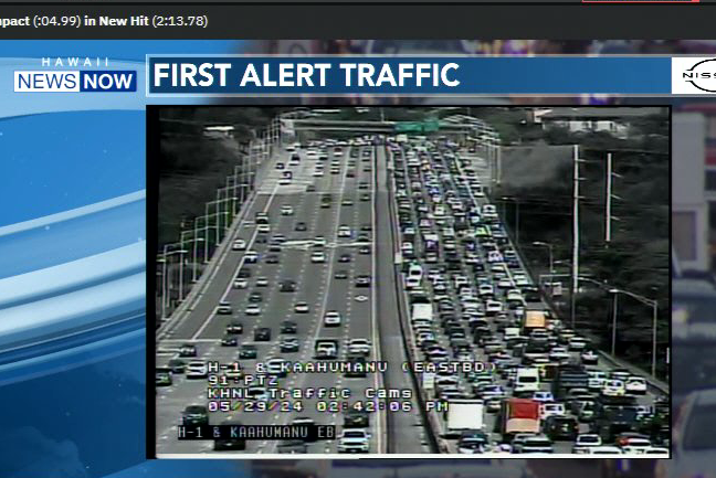 jonmasaki's tweet photo. H1, townbound traffic at a complete crawl this hour due to that stalled big rig with a container on it.  You may want to take Moanalua Road or Kamehameha Highway into town.

#hnn #hitraffic https://t.co/sFRq6KLSCe