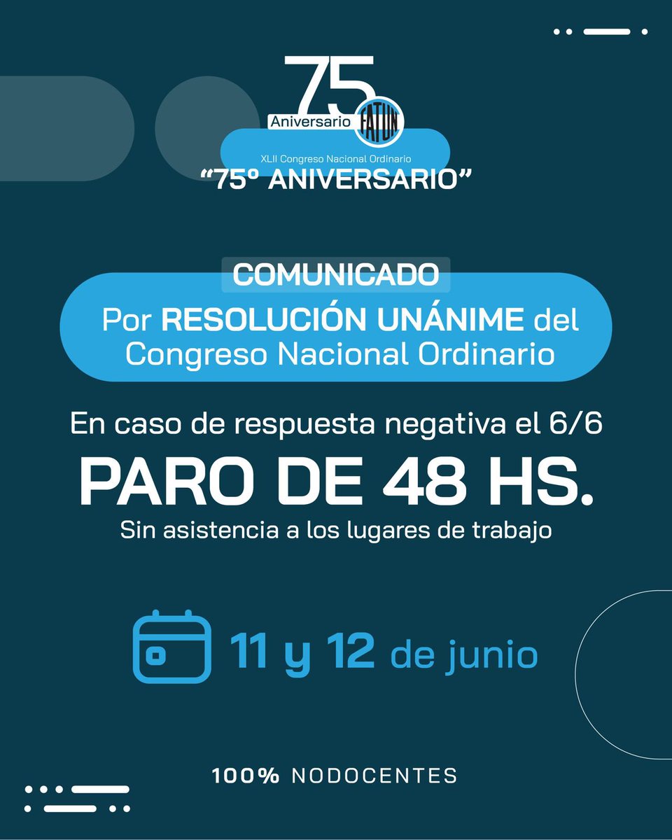 Resolución Unánime del Congreso Nacional Ordinario
fatun.org.ar/noticia/resolu…