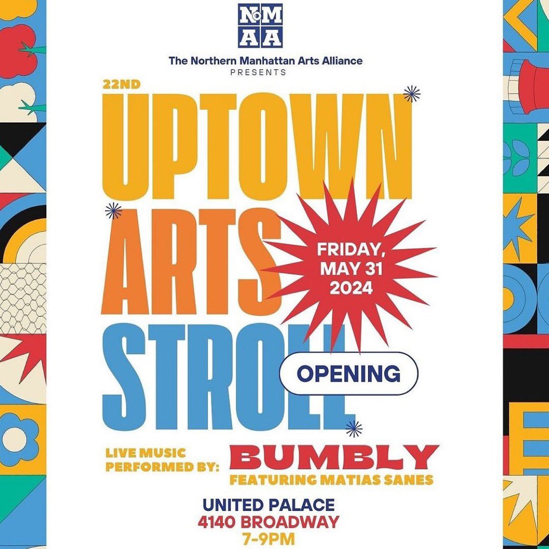 ‼️TWO DAYS AWAY FROM THE 2024 UPTOWN ARTS STROLL OPENING‼️

Join #NoMAA at @UnitedPalaceNYC this FRIDAY, May 31 to celebrate the opening of the 22nd #UptownArtsStroll! The event is FREE!

RSVP: secure.givelively.org/event/northern…

#UAS #UAS24 #UptownArtStroll
