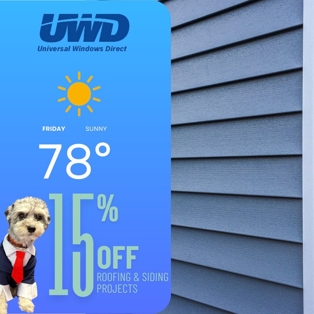 uwdcincinnati's tweet photo. Hey there, it's Bowie the UWD Pup! I'm here to fetch you the rest of the week's weather forecast and some exclusive home improvement deals! 🏡

Sunny skies and even brighter savings are ahead book now! https://t.co/rVltacsmuW

 #UWDCincy #Bowie #HomeImprovementDeals #Savings https://t.co/swdayX3Tr9