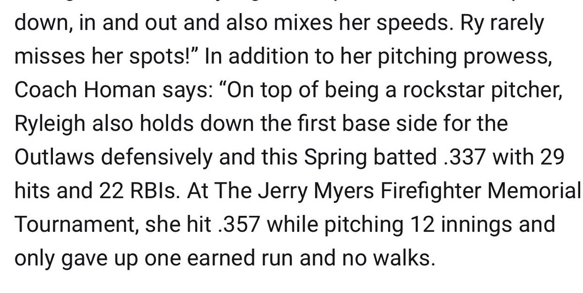 I am honored to be ranked T38  for The 2028 Line Drive Hot 100 Player Rankings.  A huge thanks to Line Drive Media, My Outlaw coaches Mike and Joe, My pitching coach Mark, hitting coach Dave, and all my family and friends for believing in me.  
I am proud to be an Outlaw☠️🥎