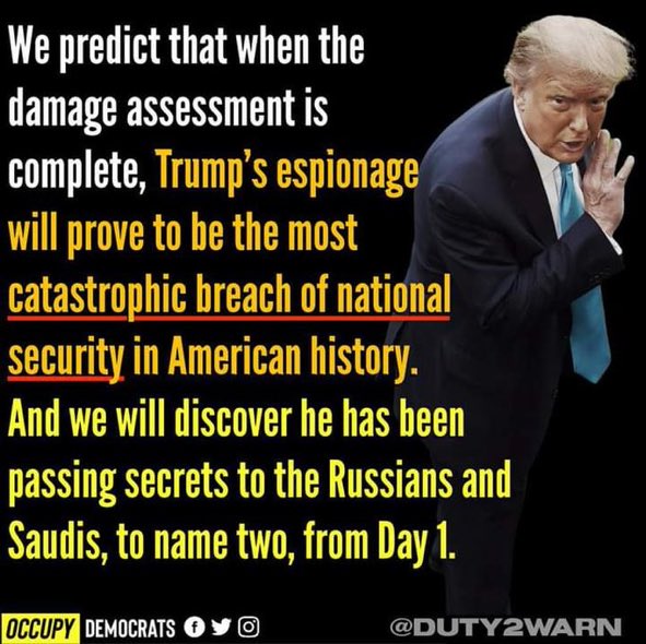 Do you think that Donald Trump has been selling our most valuable top secrets to our enemies for profit from DAY ONE, long before he stole the last set and took them to Mar-a-Lago? Yes or No?