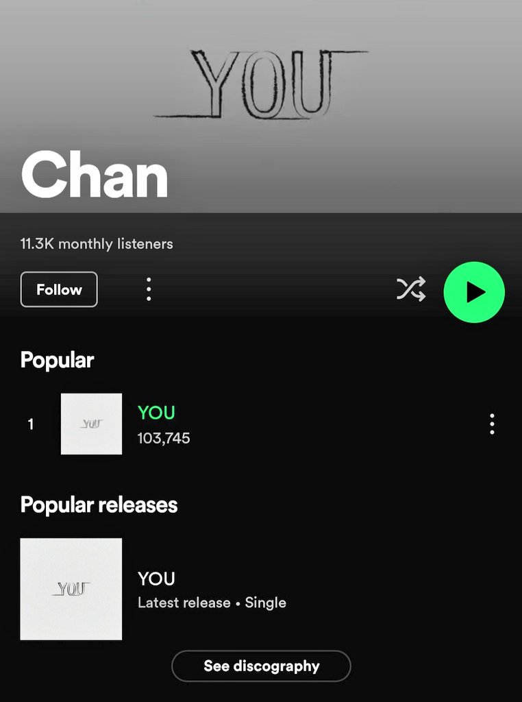 HAPPY 100K STREAMS YOU by #CHAN 
Thank you so much for streaming and joining our GA, CHANGUS and iKONICS! 🫡

Winner and the prize will be announced soon. 😊

D-545
SERVE WELL CHANWOO   
#ComebackHealthyChanwoo
@iKON_chan_w000 #CHAN
 #아이콘 #정찬우 #チャヌ