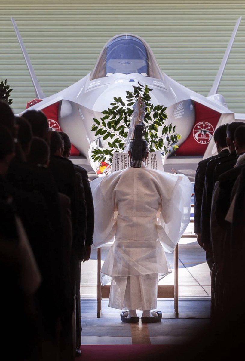 Japan received their first F35 and a Shinto Priest blessed it