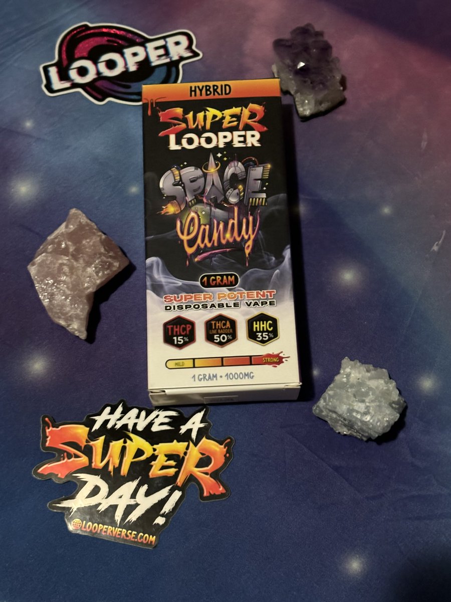 The New SUPER LOOPERS taste and work Amazing! Be sure to check out @thelooperverse to get this great product. 🚀🪐🍬The Space Candy is a wonderful flavor! It will have you feeling “out of this world”🌌🌎!#looperfam #stonerfam #CannabisCommunity #420family