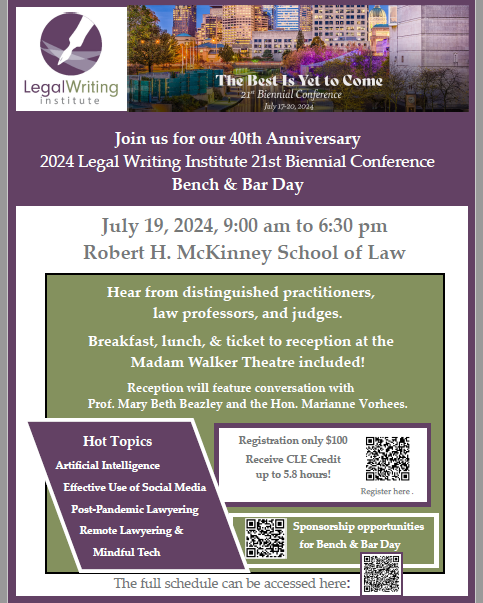 Join @LWIonline for its first Bench & Bar Day on July 19, 2024. #legalwriting #appellatetwitter