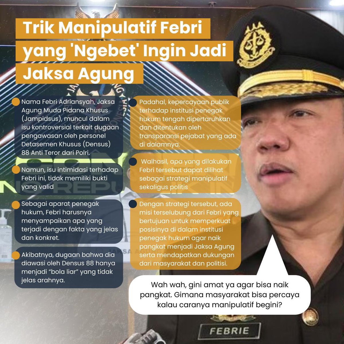 gobl69465's tweet photo. mending segera klarifikasi saja jampidsus jangan buat gaduh
#kejagungri #jampidsus #babel #271t #timah #bravotni #densus88 #polri #dramawakanda #jaksamuda https://t.co/mmsUeUXr4W