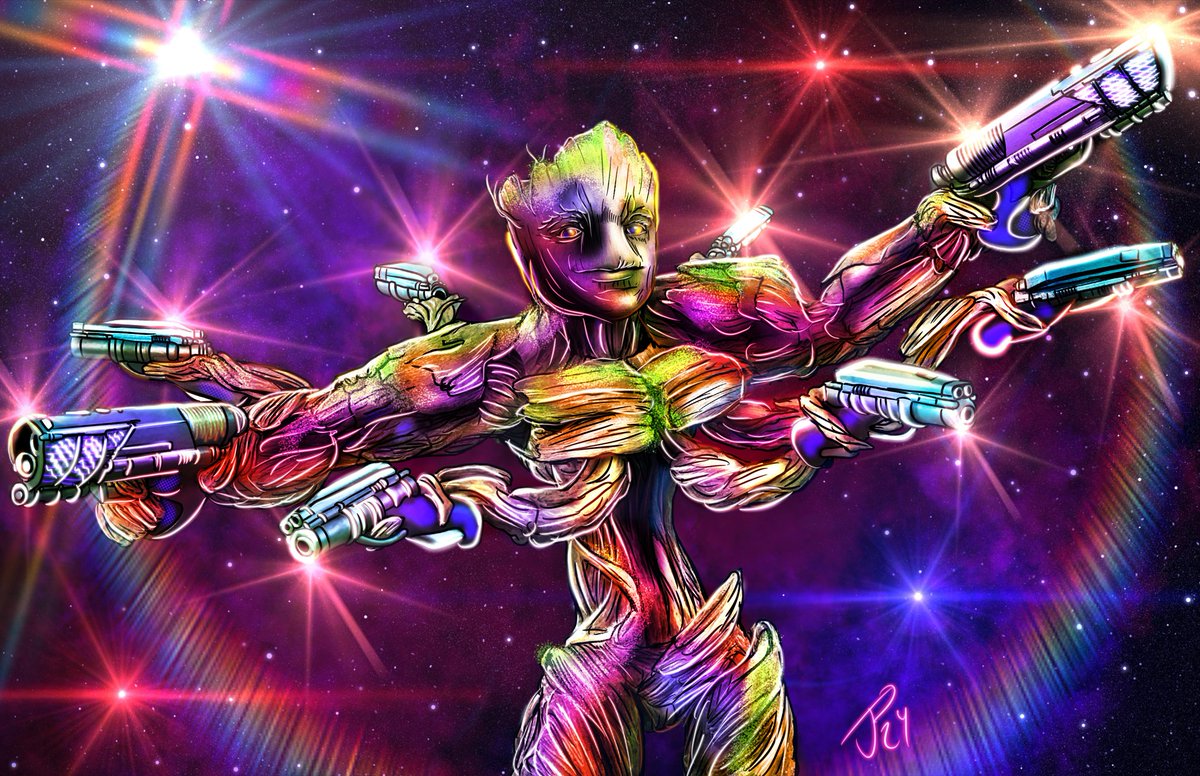 ☆NEW ART/#COMMISSIONEDART☆
We have a couple fun Commissions coming up and this is one of them! I think all of us our missing our pals the #GuardiansOfTheGalaxy. But, #Groot has our backs. Thanks to Vikki from Comicpalooza last year!
'Armed and Dangerous'
•
#PescEffects #GOTG