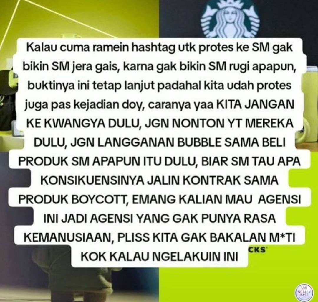 earpheone's tweet image. 스타벅스 

스벅은 팔레스타인의 학살을 응원과 자금을 지원하고 있고 시즈니는 엔시티가 학살을 응원하는 브랜드와 연관되는 것을 원하지 않습니다!

#시즈니와함께_보이콧하자
@SMTOWNGLOBAL @SMTOWN_Idn @NCTsmtown