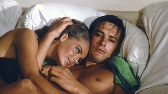 Alain Delon and Romy Schneider (23 September 1938 – 29 May 1982) on the set of 'La Piscine/ The Swimming Pool'. (Jacques Deray, 1962).