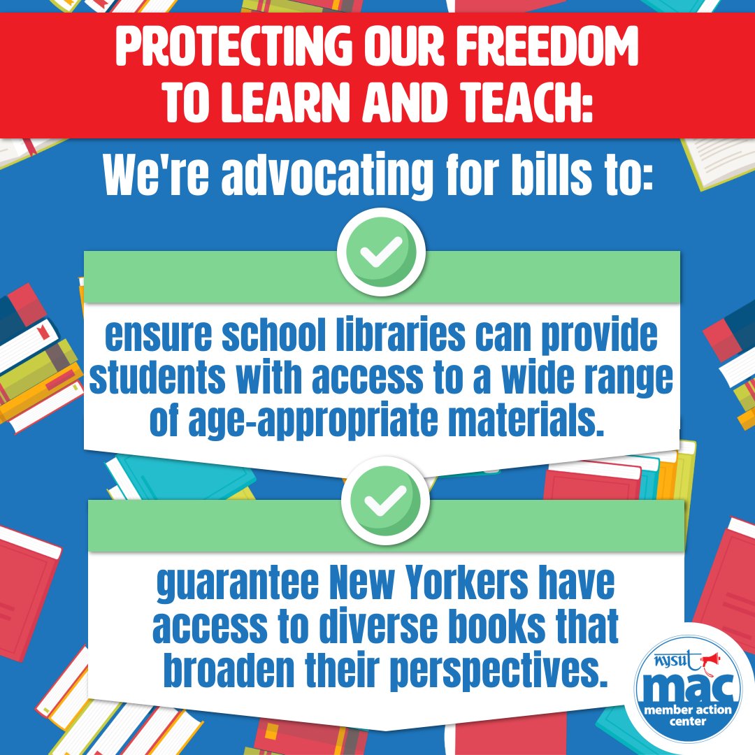 Recent research has found that there were over 4,000 instances of book bans in just the first half of this school year — that’s more than in all of last school year.

We need to stand up and protect the freedom to read and learn. TAKE ACTION NOW: mac.nysut.org/action/923