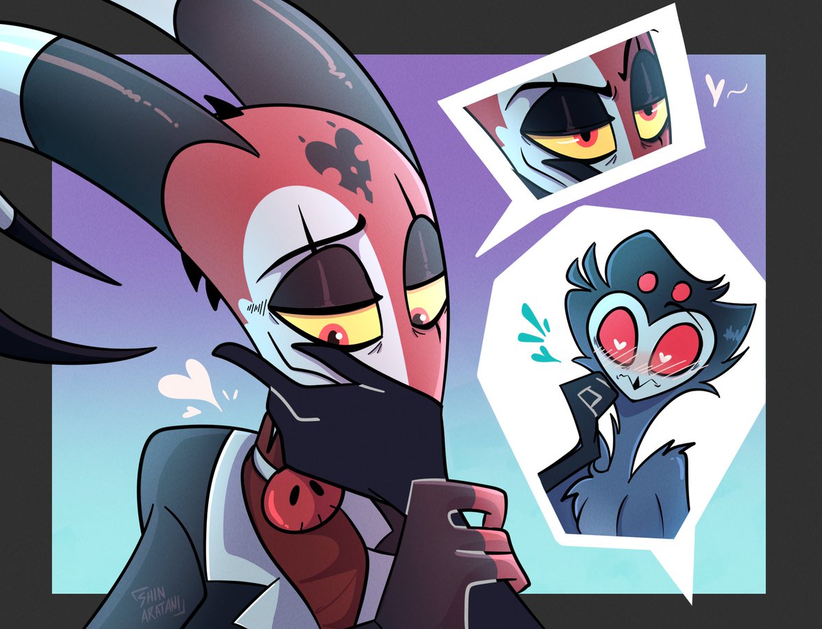 ShinAratani's tweet image. #Fullmooncountdownkiss Palm Kiss!😤💕
.
.
.
#HelluvaBoss #HelluvaBossFanart #Stolitz