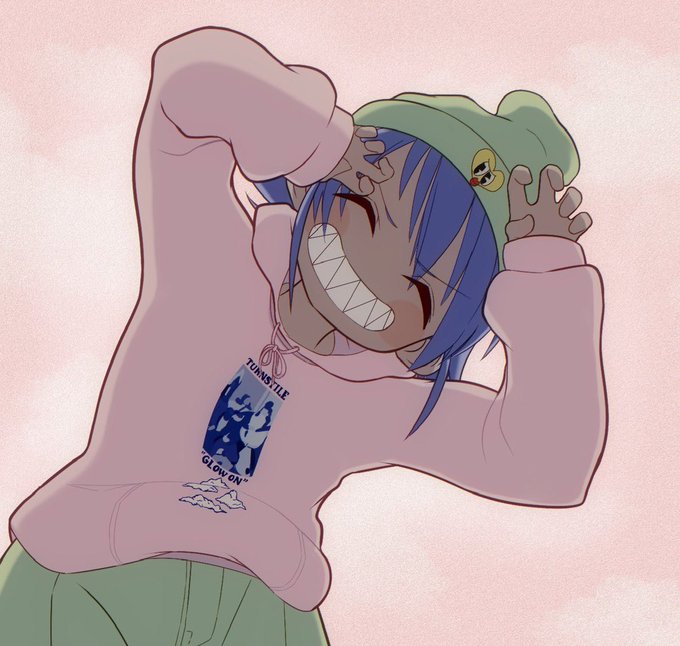 「blue hair hoodie」 illustration images(Latest)