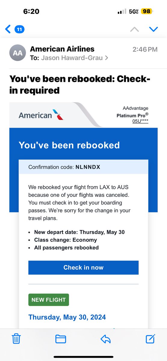American Airlines “Spot off”customer care.
On route to the airport &amp; the complete lack of information on why, flight options or even an apology is how NOT to do it.. I understand and appreciate operational challenges crop up. We can do better! Come on AA you can improve!