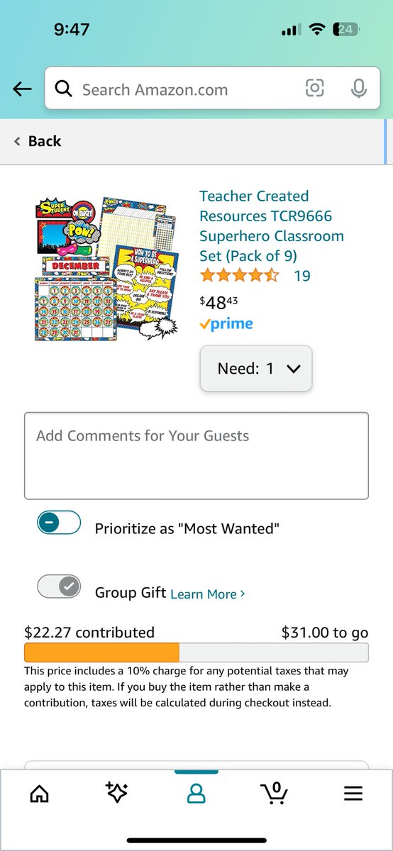 As I lay down to sleep, I pray that I will wake up to this being ready to buy. I’m only $31 away. Please help. 

Trying to get a new classroom set up. 
amazon.com/wedding/share/…

<a href="/ClearTheList2/">ClearTheList – Helping Teachers Clear Their Lists</a>  <a href="/clearinglists/">Team Clear The List</a> <a href="/GivingClassroom/">Classroom Giving</a>  <a href="/classcraftgame/">Classcraft</a> <a href="/FitandFunPlay/">Fit and Fun Playscapes</a> <a href="/WeAreTeachers/">We Are Teachers</a>