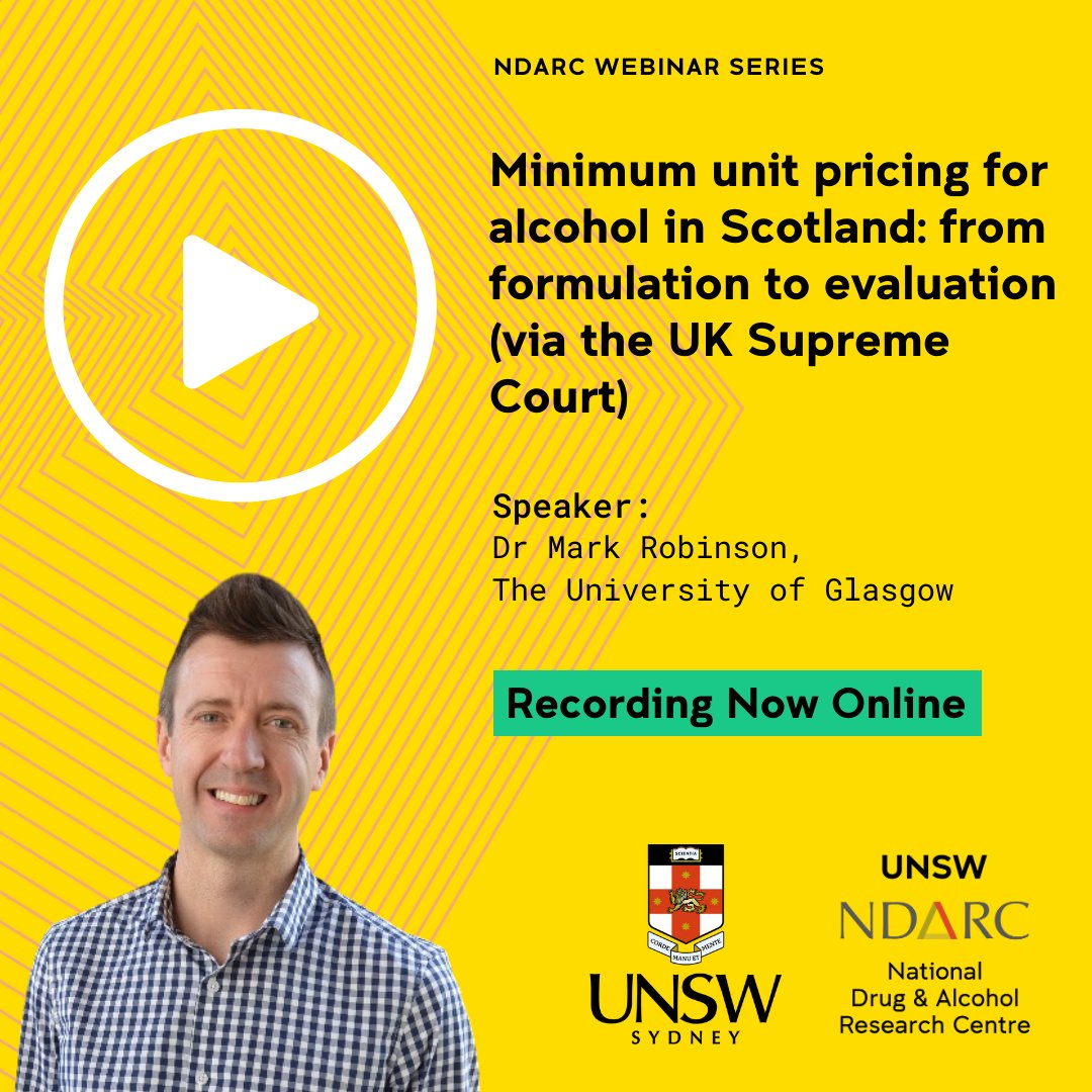 Listen back to The University of Glasgow's Dr Mark Robinson to learn to learn about the effectiveness of minimum unit pricing on alcohol as a public health policy. @MarkRobinson_Oz

Access via YouTube: youtu.be/7TG09AsiyHU?si…
