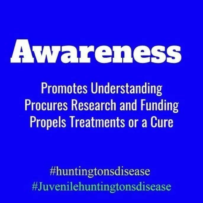 Everyday Is Huntington's disease Awareness day 
Get ...Involved with a RT 
My Family Thanks You 
#LetsTalkABoutHD 
#huntingtondisease 
#juvenilehuntingtonsdisease 
#huntingtonsdisease  ..........