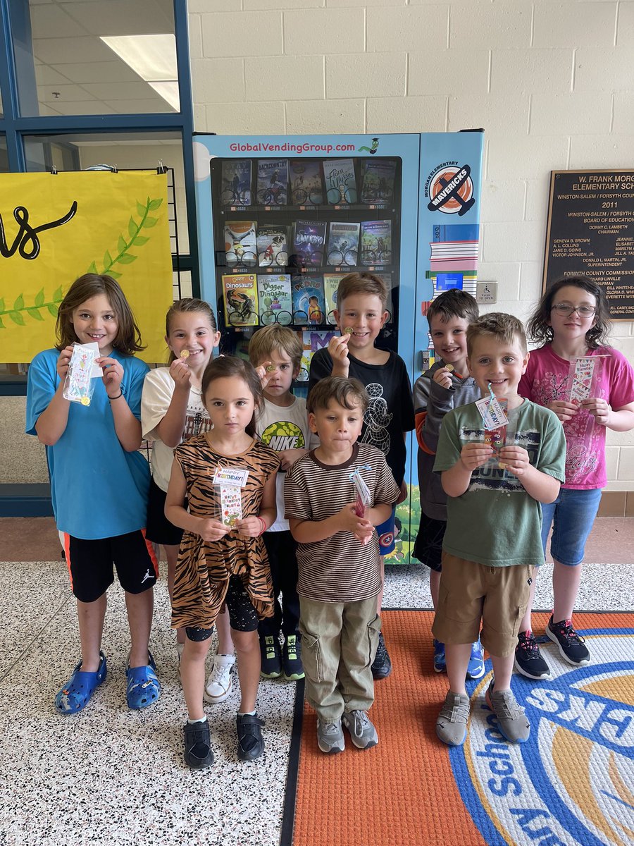 Thank you to Clemmons Kiwanis and to our PTA for helping us provide books for the book vending machine. Thanks to your generosity, everyone in our school could get a book on their birthday. @clemmonskiwanisclub #morganmavericks #morganmaverickadventures #learninginclemmons #wsfcs