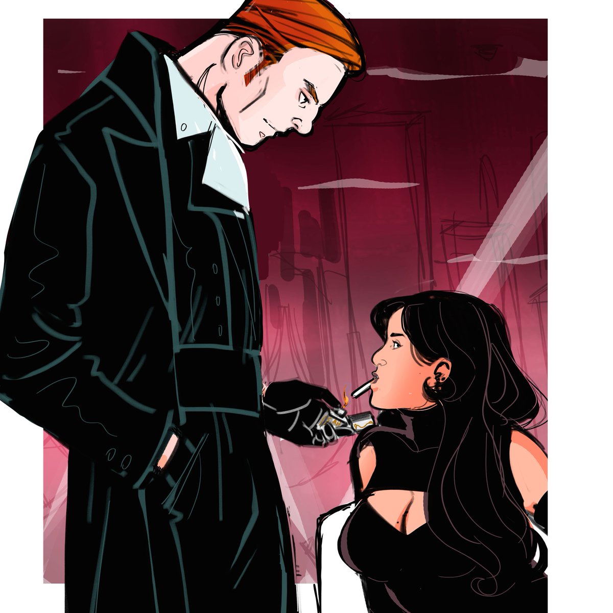 lilithsaur's tweet image. Coruscant spies, for #GRW24
#gingerrose AU
#lilithART