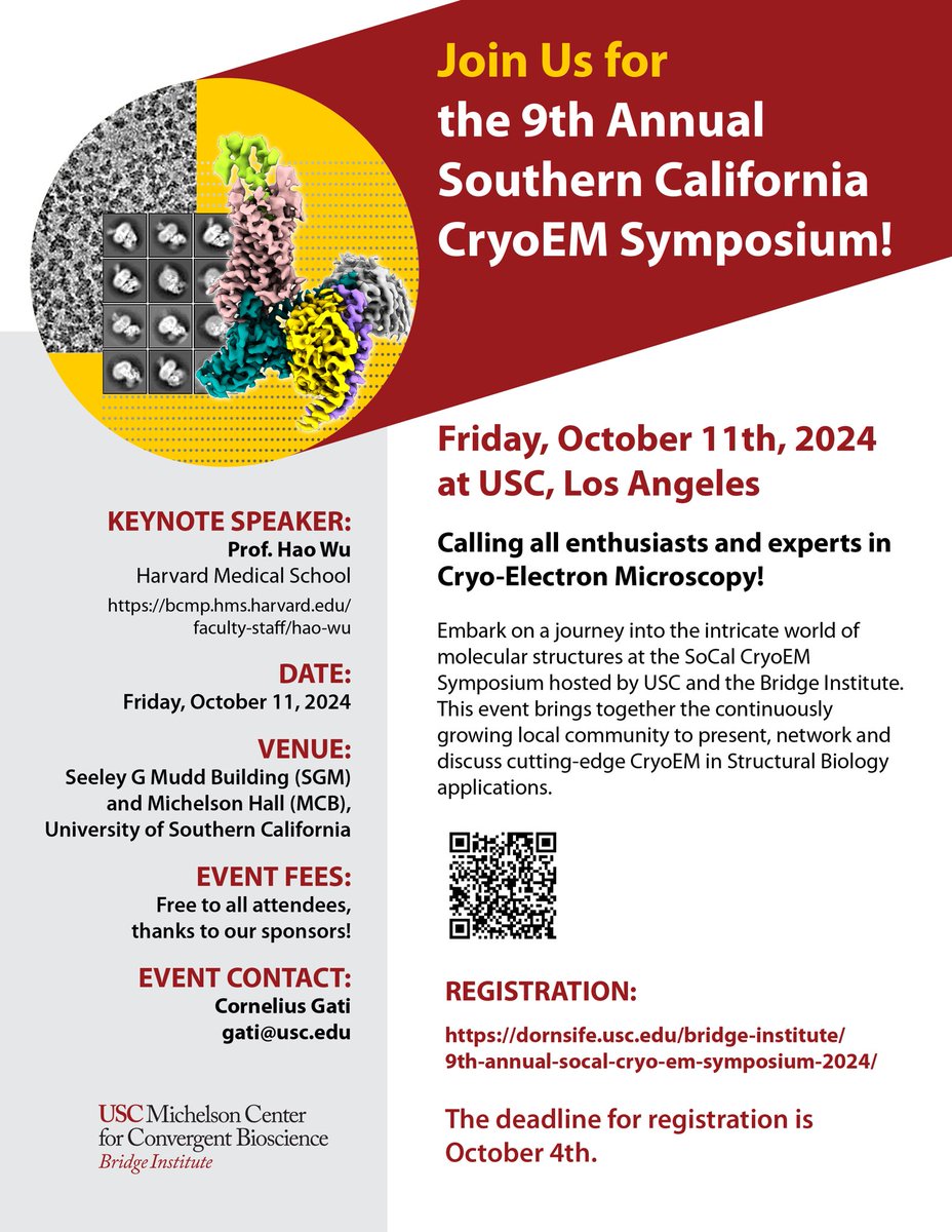 Cornelius Gati (@corneliusgati) on Twitter photo I am delighted to announce that we are hosting the 9th SoCal CryoEM Symposium, Oct 11th 2024 <a href="/USC/">USC</a> <a href="/USCBridge/">USC Bridge Institute</a> in LA. We are especially excited about our keynote speaker - the one-and-only Prof. Hao Wu <a href="/WuLabHarvard/">Prof. Hao Wu</a>. Registration is free. Spread the word! dornsife.usc.edu/bridge-institu… I am delighted to announce that we are hosting the 9th SoCal CryoEM Symposium, Oct 11th 2024 <a href="/USC/">USC</a> <a href="/USCBridge/">USC Bridge Institute</a> in LA. We are especially excited about our keynote speaker - the one-and-only Prof. Hao Wu <a href="/WuLabHarvard/">Prof. Hao Wu</a>. Registration is free. Spread the word! dornsife.usc.edu/bridge-institu…