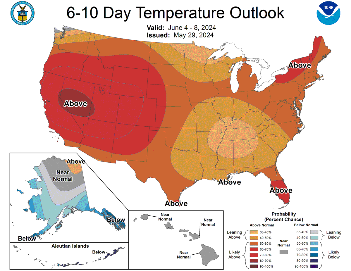 If you don't like the cooler weather that's coming this weekend, hang on just a little longer! Temps look to warm right back up above normal for the first part of June as we get back in to a summery pattern.