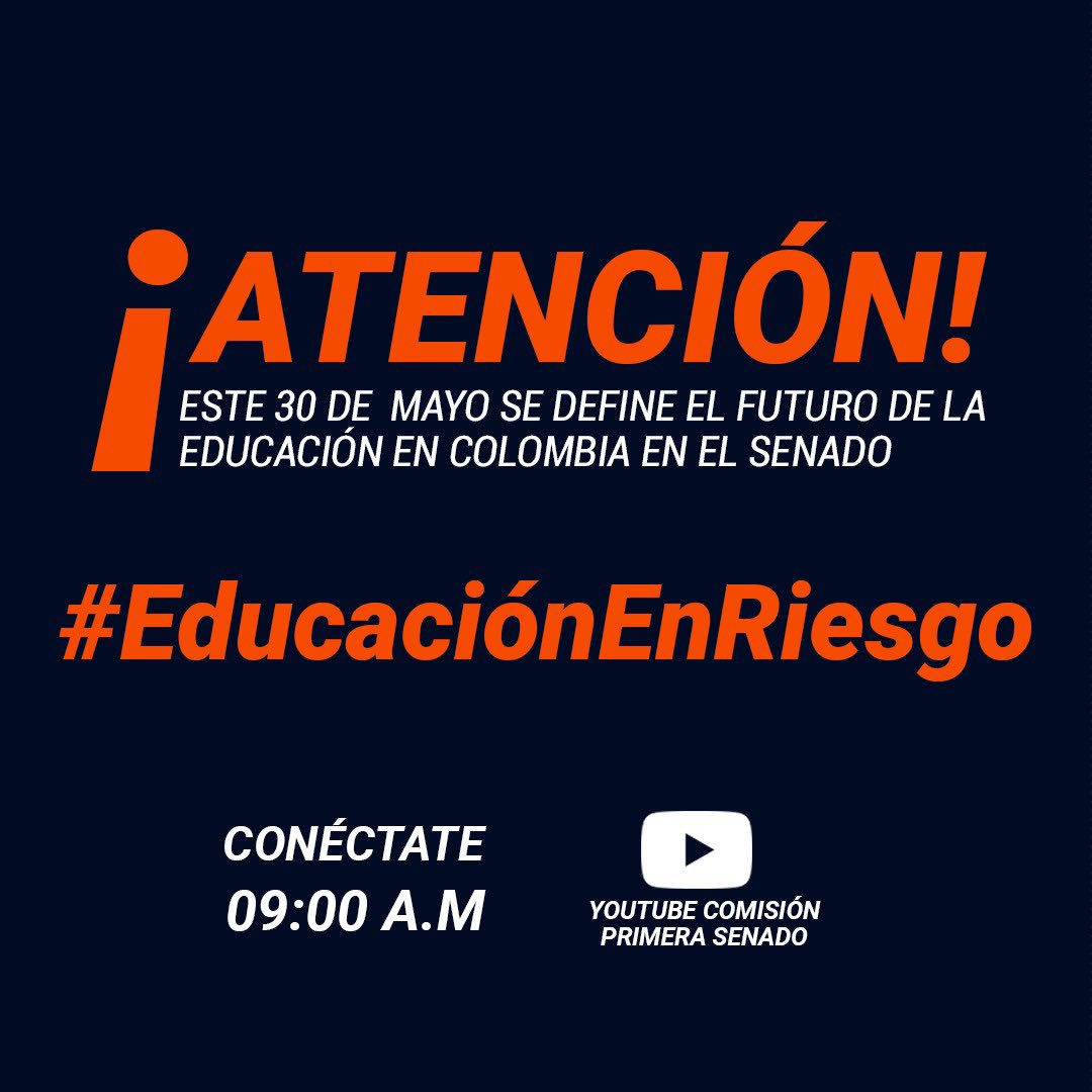 Atención mañana a la Comisión Primera de Senado #EducaciónEnRiesgo #EducaciónDerechoFundamental