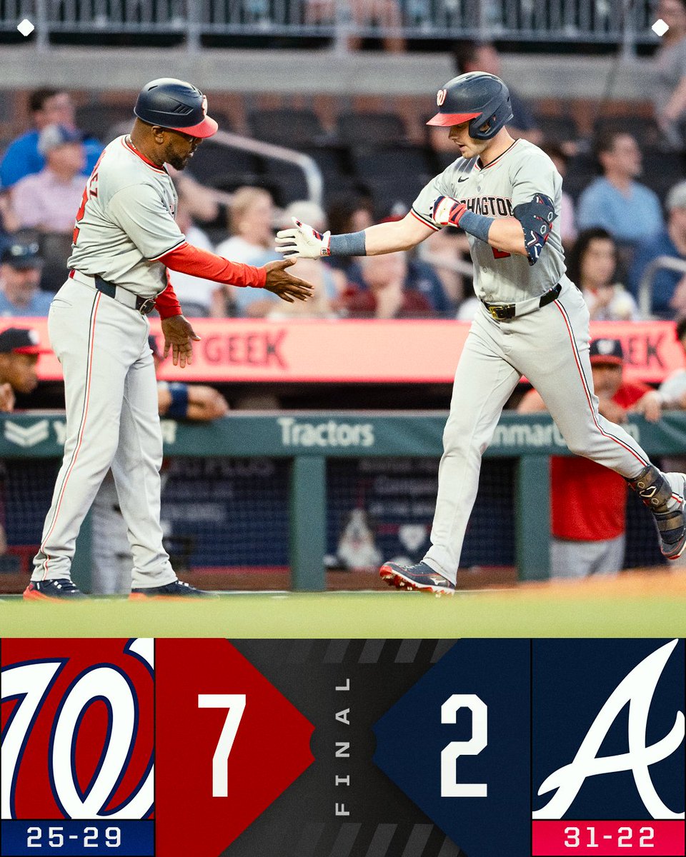 Lane Thomas goes 3-for-4 with a homer as the @Nationals win in Atlanta.