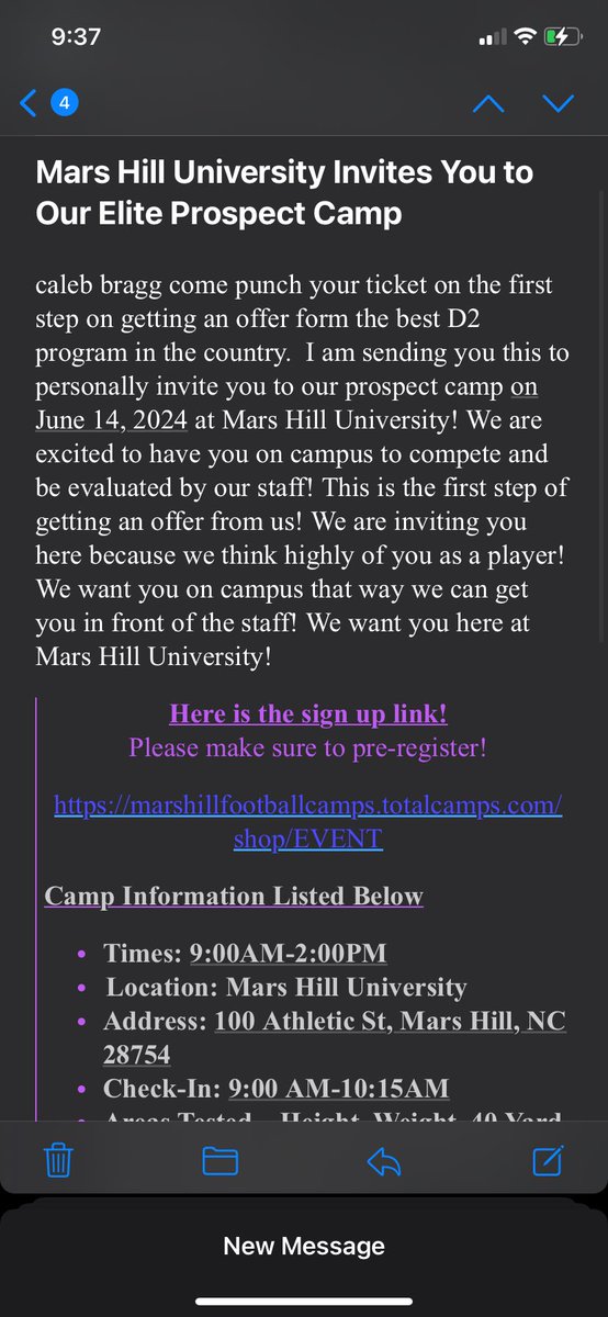 cbwayne77's tweet image. thank you @coachclayisbell for the camp invite 

@MarsHill_FB @_KMsHepard @clintthompson68 @DrewWBarnett @DownSouthFb1 @PlayBookAthlete