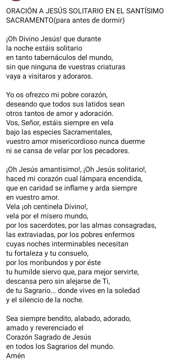 Oración a Jesús en el Sagrario (para rezar antes de dormir)