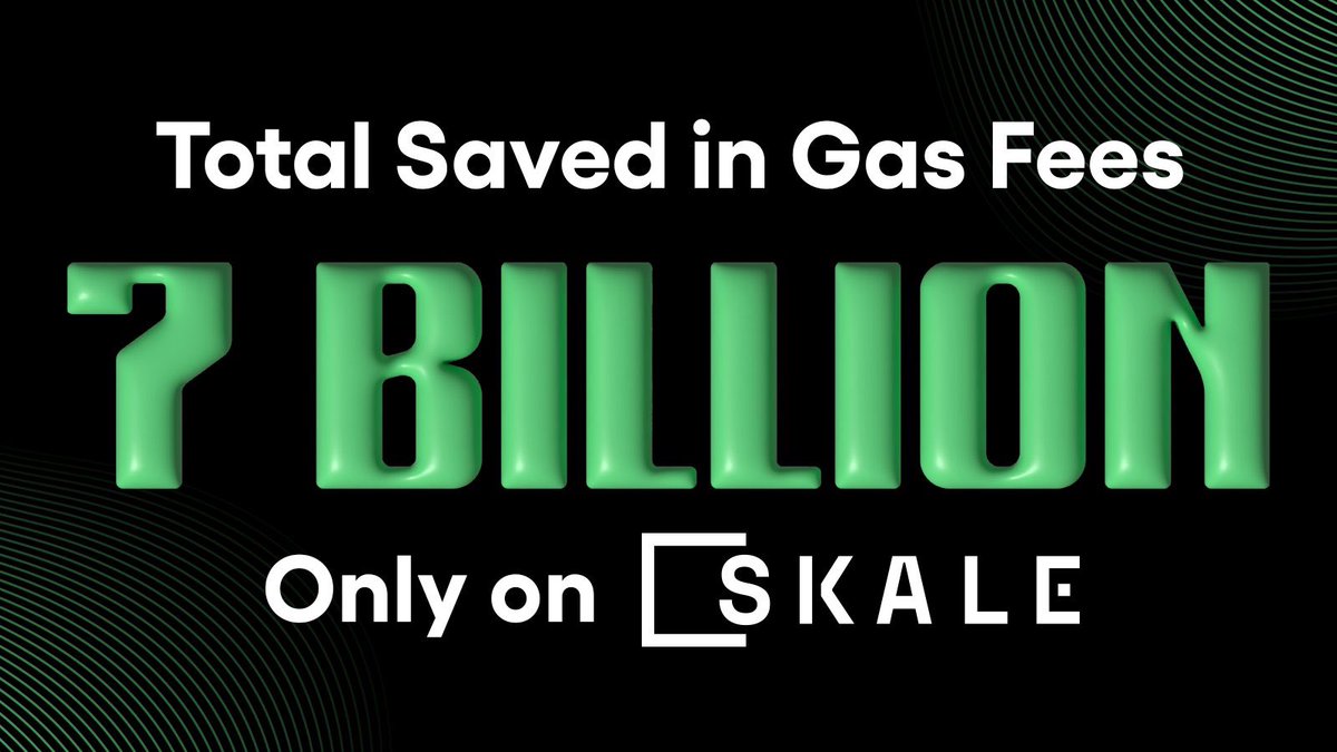 $SKALE celebrates surpassing another significant milestone, with users collectively saving over $7 billion USD in gas fees! 

As the leading platform in gas savings, @SkaleNetwork continues to prioritize keeping more funds in users' wallets compared to other blockchains. 🚀💰