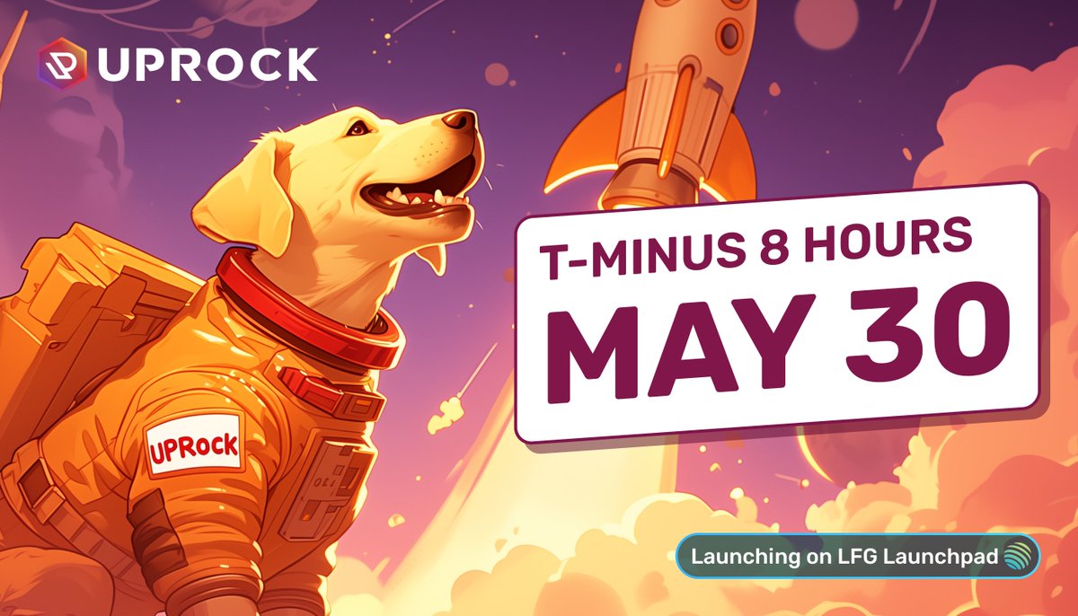 UpRockCom's tweet photo. GM! ☀️☕️

Are you feeling the excitement building up for the $UPT Launch? 🚀

⏳ T-MINUS 8 HOURS ⏳

Get ready to witness the biggest event before the summer kicks in! 🎉