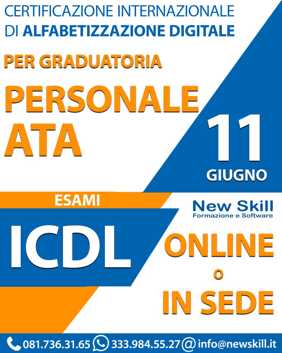 newskillformaz's tweet image. #ecdl #icdl #informatica #software #formazione #alfabetizzazione #alfabetizzazionedigitale #requisitoata #aica #esamiicdl #certificazione #certificazioneinformatica #concorsi #concorsipubblici #personaleata #scuola #docente #docenti #online #remoto #tutor #digitalskills #newskill