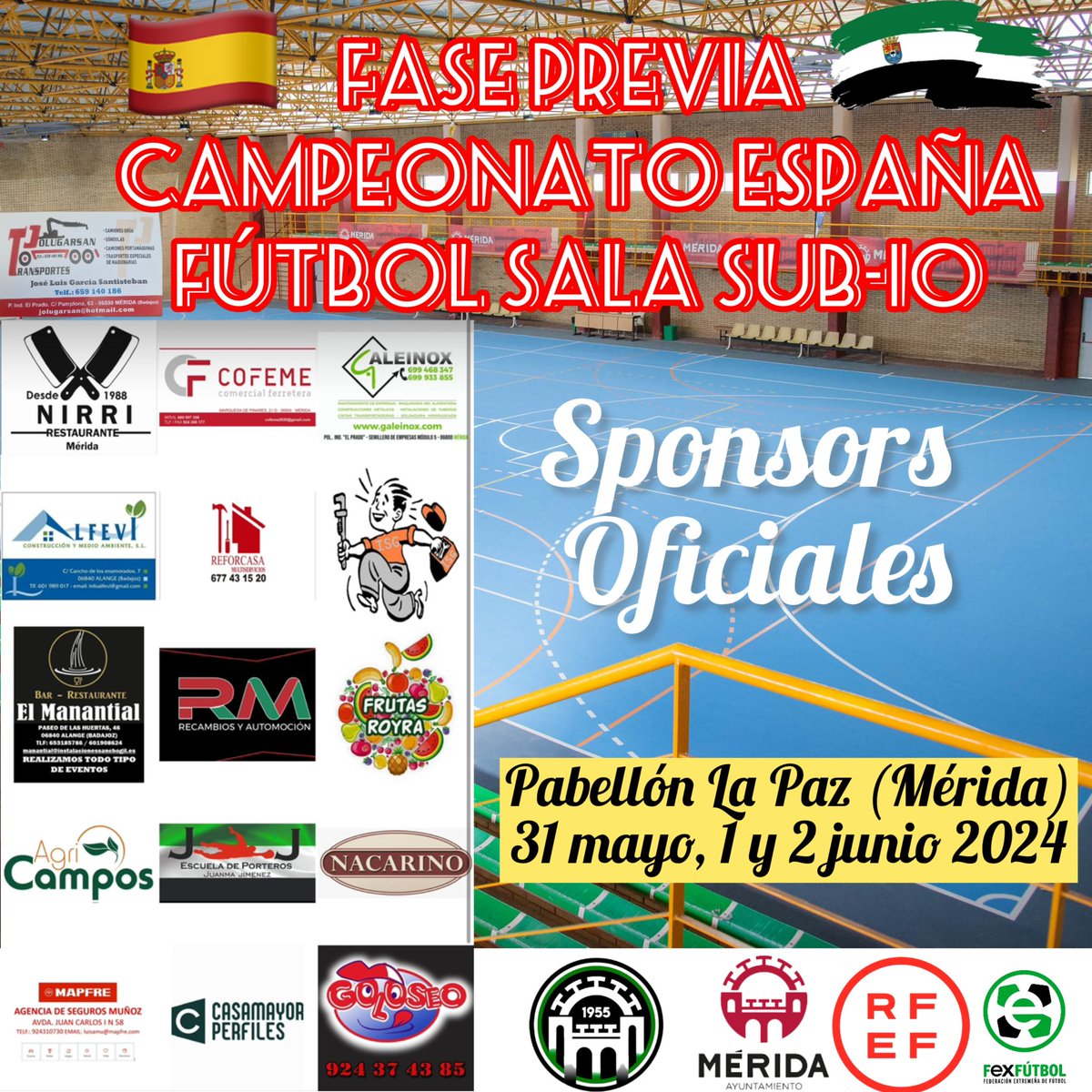 ImperioCp's tweet image. 🙌🏻SPONSORS OFICIALES 🔝

Muchas gracias a todos los que con su colaboración han hecho posible que seamos sede de la Fase Previa del Campeonato de España de Fútbol Sala Sub-10👏🏻

JUNTOS SOMOS MÁS FUERTES💪🏻

AUPA IMPERIO 🤍💚

#imperiodemeridacp 
#desde1955