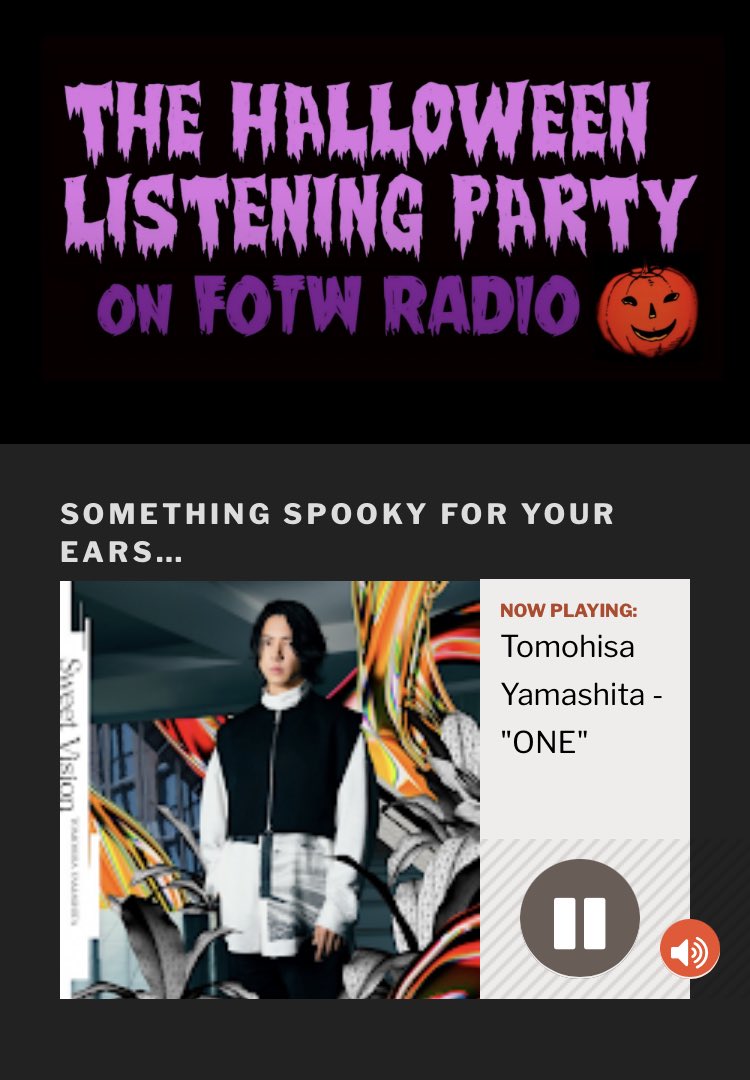 #halloweenradio 🇦🇺 ONEです♪ この曲を歌うやまぴーの声、いいなぁ♡ Thank you very much❣️ #山下智久 #TomohisaYamashita ⁦@fotwradio⁩