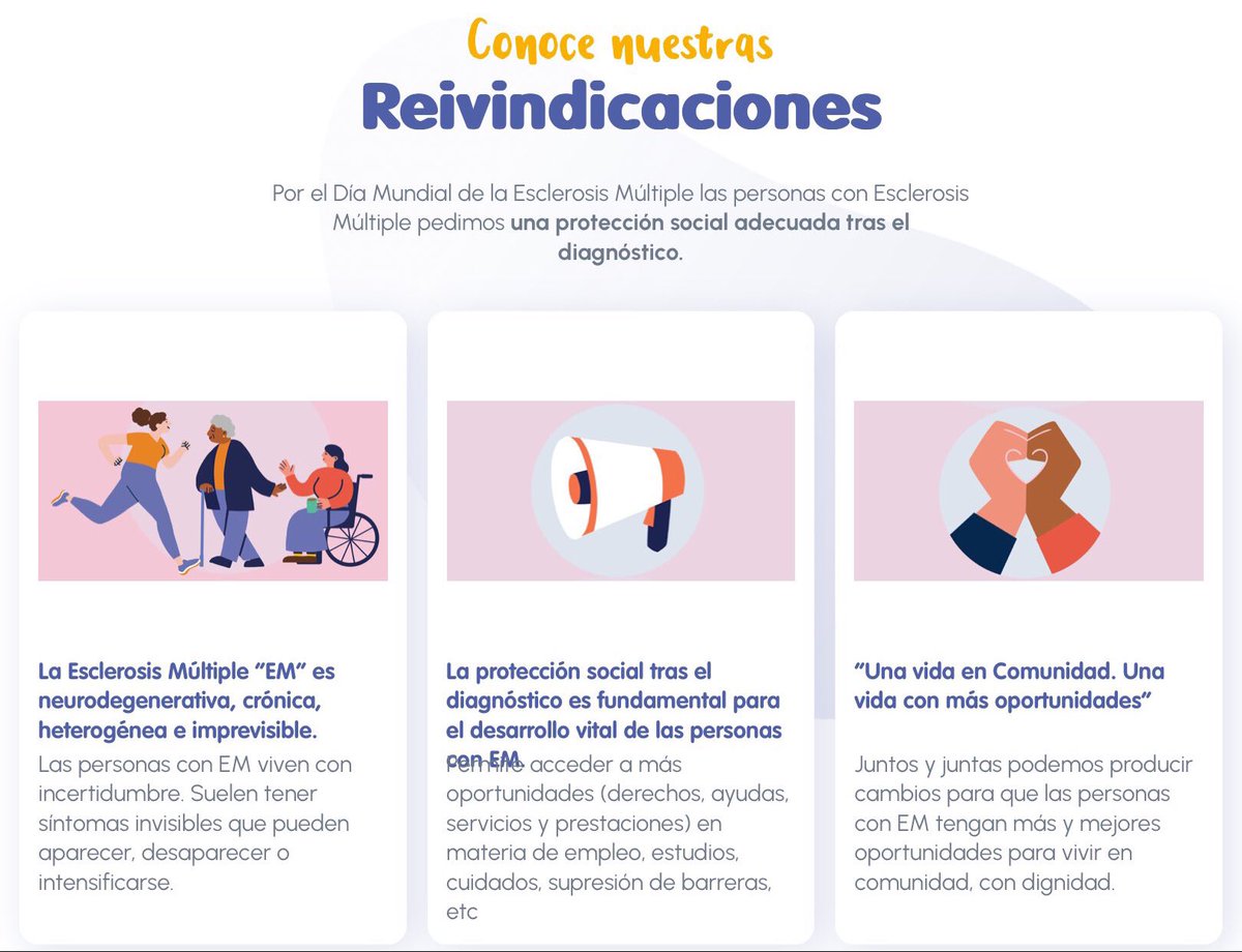 NoInvisibles's tweet photo. Es #DiaMundialEsclerosisMultiple
#WorldMSDay #DíaMundialEM 
👉La #EsclerosisMúltiple es la enfermedad de las mil caras
👉Sus primeros síntomas no suelen asociarse a la #EM
👉Un diagnóstico precoz puede mejorar el pronóstico
'Desde el primer síntoma, el tiempo es ORO'
Conoce mas en👇@esclerosiseme
https://t.co/KuumIeOHoW