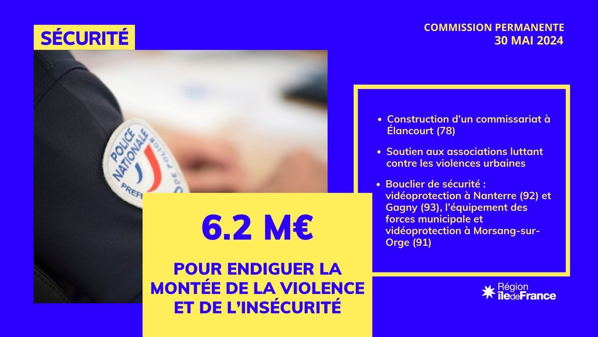 #DirectIDF | 🛡️ La #RégionIDF renforce le dispositif de #sécurité sur le territoire francilien en investissant dans de nouveaux équipements et en soutenant les associations luttant contre les violences urbaines.