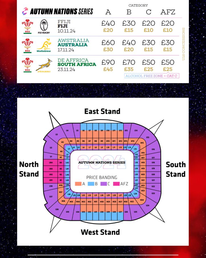 The order window is now open for autumn international fixtures. Please follow the order process shown. Order window closes at 12pm Monday 2nd September 2024 but is dependant on ticket availability. Book early to avoid disappointment.