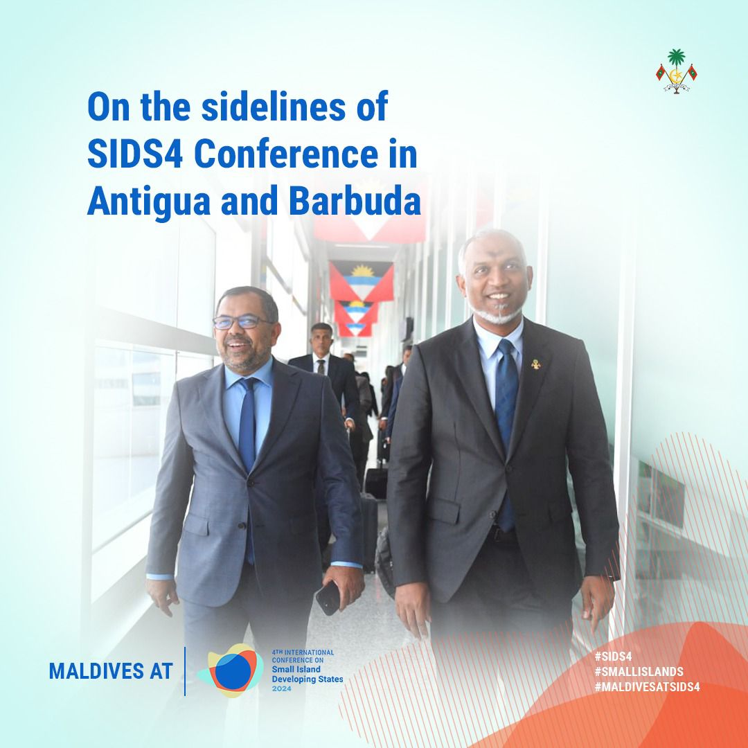 High-level foreign dignitaries President Dr. Mohamed Muizzu met with on the sidelines of the SIDS4 Conference in Antigua and Barbuda.

For the latest on #MaldivesAtSIDS4: presidency.gov.mv/SIDS4/

#SIDS4
#MaldivesAtSIDS4
#SmallIslands