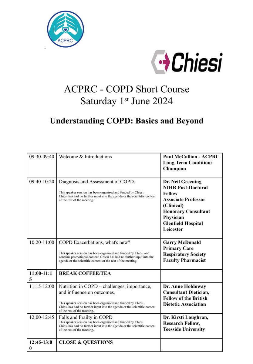 Final push for our <a href="/TheACPRC/">ACPRC</a> COPD Short Course sponsored by <a href="/ChiesiGroup/">Chiesi Group</a> 

⭐️This Saturday 1st June!⭐️

Click here to book ⬇️⬇️⬇️

acprc.org.uk/courses/acprc-…