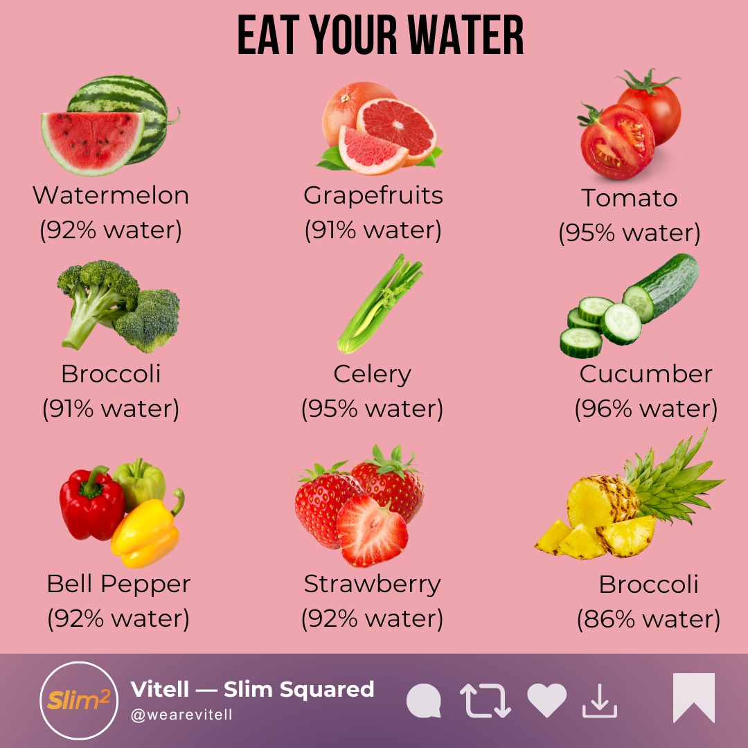 Eat Your Water 💦 

#EatYourWater #HydratingFruits #WaterRichFruits #StayHydrated #HealthyHydration