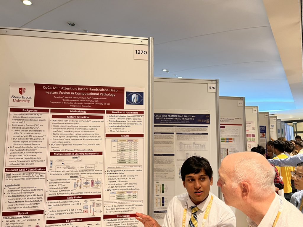 Paras presenting our group's work <a href="/IeeeIsbi/">IEEE International Symposium on Biomedical Imaging</a> on combining hand-engineered with deep features to classify whole slide #digitalpathology images! Paras was part of the CSIRE high school program and will start as an undergrad <a href="/Columbia/">Columbia University</a> this Fall. Great work, Paras! #ISBI2024