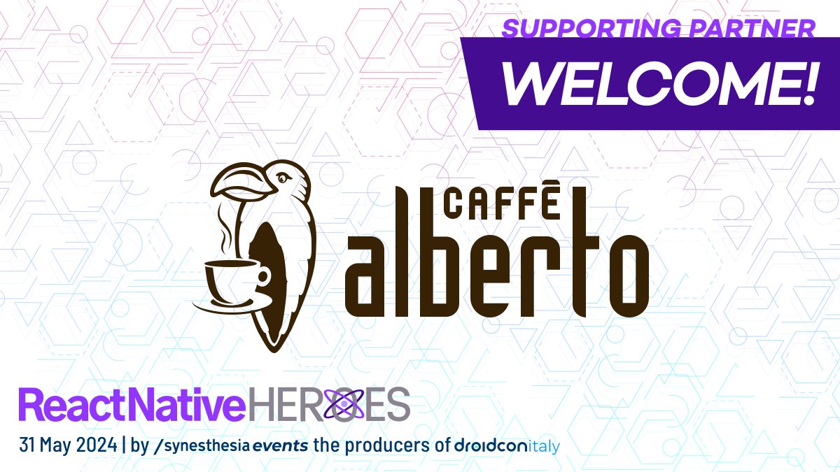 Developers love coffee and we love Caffe Alberto ☕ our fantastic coffee suppliers for the day of #ReactNativeHerooes24 GRAZIE MILLE 🤎 👇🏼 with the code 'SYN10' you can get a 10% discount on your order ✂️ ecommerce.caffealberto.it