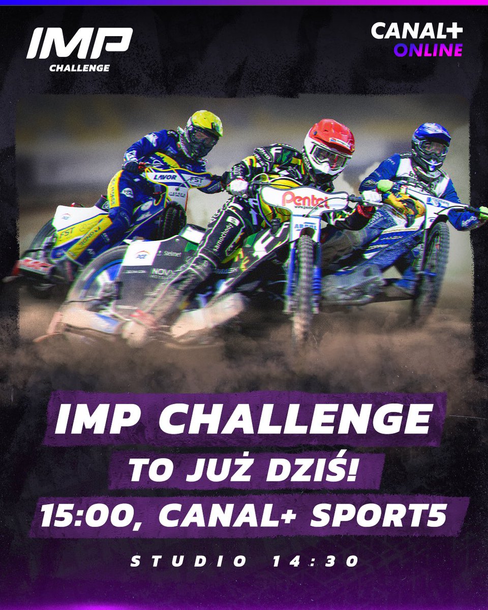 Już dzisiaj poznamy kolejnych uczestników tegorocznego cyklu IMP 😎 Kto jest Waszym faworytem zawodów w Pile? 🤔 📺 IMP Challenge oglądaj od 14:30 w CANAL+ SPORT5 i CANAL+ online: can.al/zuzel