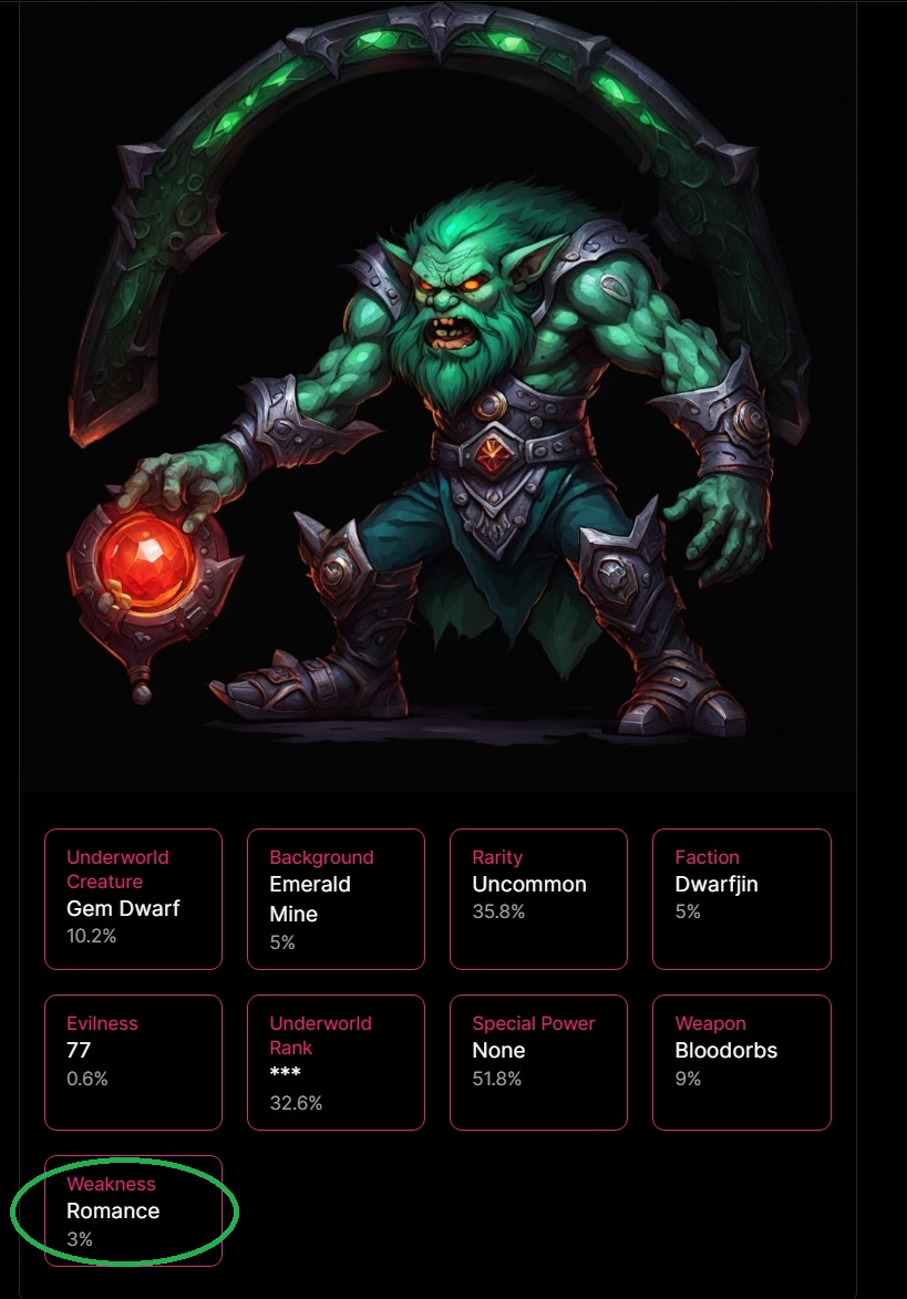 Underworld_NFTs's tweet photo. If you got some Evolved Nfts , you might wanna check the Traits!๐
I manually wrote the 500 Metadata jsons
There are some weird things tailored in ๐
#Underworldnfts #Underworld #stargazenft #stargazezone #NftColllector #cosmosnft $STARS $TIA $ATOM https://t.co/mGrItc3qaT